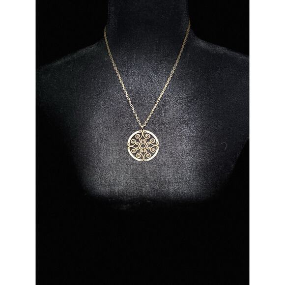 Vintage Italy Milor Sterling Silver Necklace Gold Tone Metatron Pendant w/accent - Picture 1 of 3
